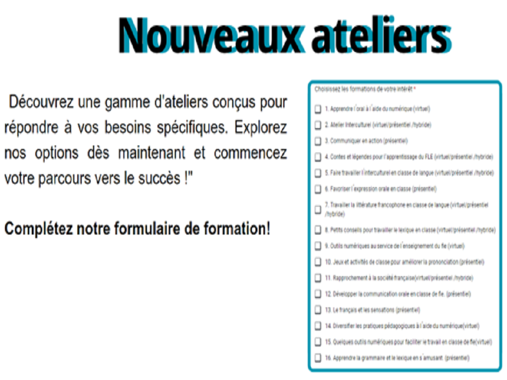 Nouveaux ateliers